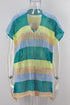 Striped Hollow Out Knit V Neck Tunic Cover Up